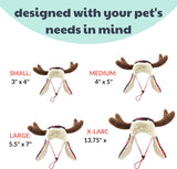 SISXSO Pet Hat | Antler Buffalo Check (Large) | Festive Christmas Holiday Accessory for Dogs/Cats | Holiday Pet Hat | SnugFit Sliding Toggles for Fit