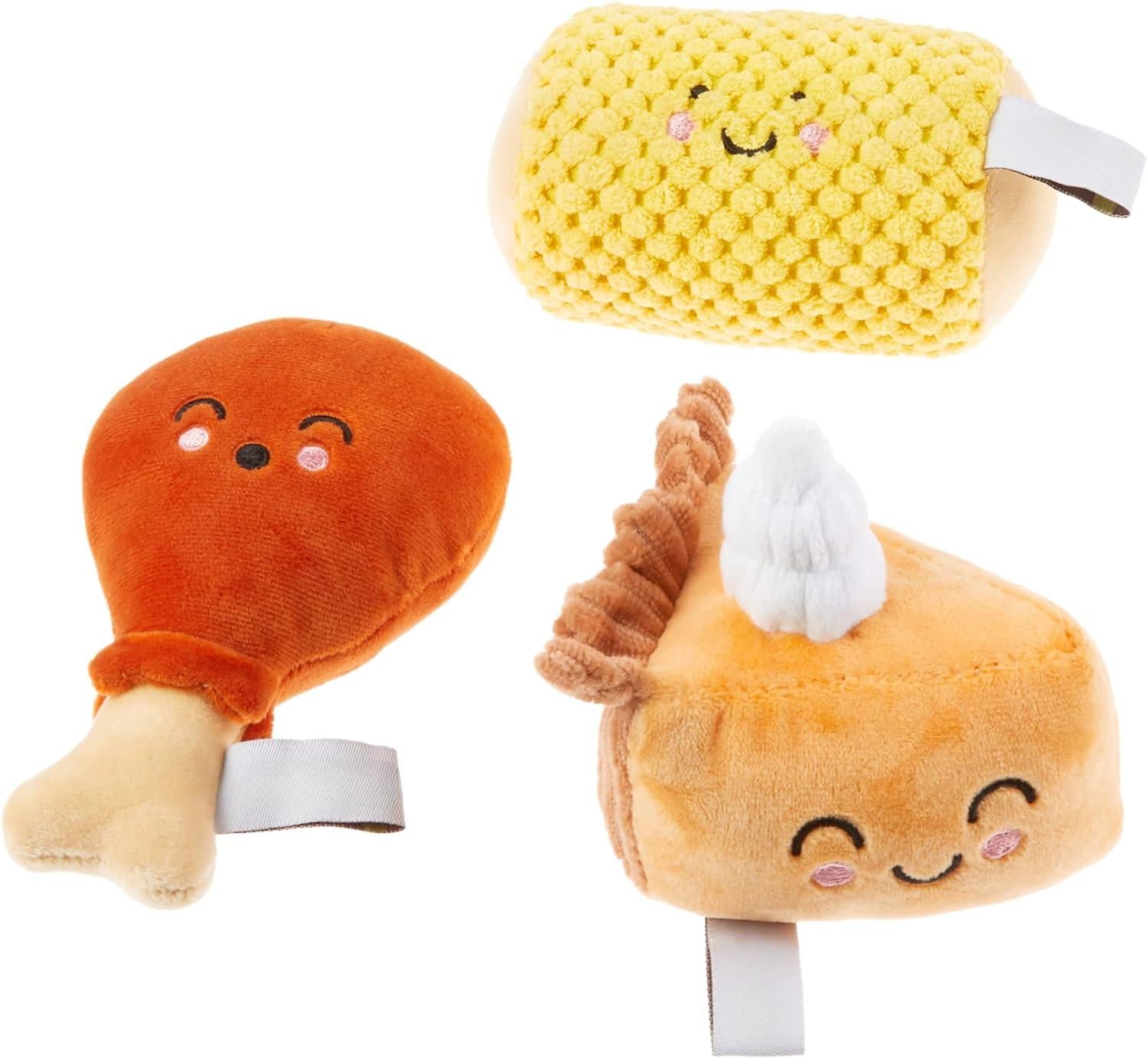 SISXSO Dinner Dog Toys, Set of 3, Plush Dog Toys, Squeaky Dog Toy, Fall Pet Toys