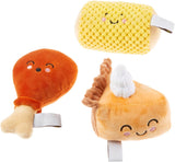 SISXSO Dinner Dog Toys, Set of 3, Plush Dog Toys, Squeaky Dog Toy, Fall Pet Toys