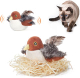 SISXSO Cat Toys Rechargeable Flapping Bird Sparrow, Lifelike Chirp Tweet, Touch Activated Kitten Toy Interactive Cat Exercise Toys for All Breeds Cat Kicker Cat Toys 4.0 Inches