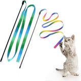 SISXSO 2 PCS Interactive Cat Rainbow Wand Toys, Interactive Cat Teaser Wand String, Colorful Ribbon Charmer for Cats and Kittens