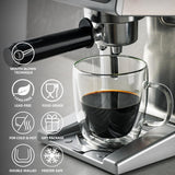 SISXSO Double Wall Glass Coffee Mugs - 12.5 oz Insulated Clear Coffee Mugs Set of 2, for Espresso, Cappuccino, Latte, Americano, Tea Bag, Beverage (413.101)
