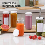 SISXSO [ 8 Pack ] 16 OZ Glass Juicing Bottles w Airtight Lids & 2 Straws & 2 Lids w Hole - Reusable Drinking Jars, Travel Water Cups - Tall Mason Jar for Juice, Boba, Smoothie, Tea, Kombucha, Homemade Drinks