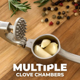 SISXSO Premium Garlic Press with Soft Easy-Squeeze Ergonomic Handle, Sturdy Design Extracts More Garlic Paste Per Clove, Garlic Crusher for Nuts & Seeds, Professional Garlic Mincer & Ginger Press