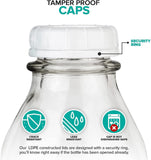 SISXSO Liter Glass Milk Bottles (2 Pack) - 32-Oz Milk Jars with Lids - Food Grade Glass Bottles - Dishwasher Safe - Bottles for Milk, Buttermilk, Honey, Maple Syrup, Jam, BBQ Sauce