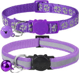 Pacote com 2 coleiras refletivas para gatos, com sino, coleira ajustável para gatinhos, de 7,5 a 12,5 polegadas 