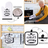 SISXSO 5 Pcs Nana Kitchen Set Includes 2 Pieces Nana Dish Towels 2 Pieces Nana Oven Pads Pot Holder Nana Oven Mitt Nana Gift for Home Birthday Kitchen Cooking Baking (Nana Style)
