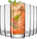 SISXSO 13oz Highball Glasses, 6pc Tall Glass Sets. Crystal Drinking Glasses. Water Glasses, Glass Cups, Tom Collins Bar Glassware, and Mixed Drink Cocktail Glass Set