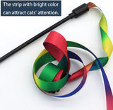 SISXSO 2 PCS Interactive Cat Rainbow Wand Toys, Interactive Cat Teaser Wand String, Colorful Ribbon Charmer for Cats and Kittens