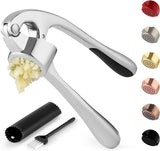 SISXSO Premium Garlic Press with Soft Easy-Squeeze Ergonomic Handle, Sturdy Design Extracts More Garlic Paste Per Clove, Garlic Crusher for Nuts & Seeds, Professional Garlic Mincer & Ginger Press