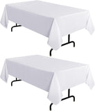 SISXSO 2 Pack White Tablecloth 60 x 102 Inch, Rectangle 6 Feet Table Cloth - Stain and Wrinkle Resistant Washable Polyester Table Cover for Dining Tables, Buffet Parties and Camping