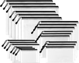 Bolsas de zíper de malha de vários tamanhos (preto, 21 pacotes), bolsa com zíper resistente à água para material de escritório escolar, quebra-cabeças e jogos, organização e armazenamento 