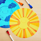 Pacote com 24 pontos de apagamento a seco para mesas de sala de aula, adesivos de vinil removíveis e removíveis para quadros brancos, mesas, decalques de parede, material escolar para alunos e professores, 8 cores de arco-íris (11 polegadas) 