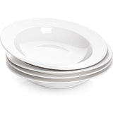 SISXSO Soup Bowls, Pasta Bowls Plates, White Salad Bowls Set of 4, Porcelain Wide Rim Bowls, 20 Ounces, Microwave & Dishwasher Safe