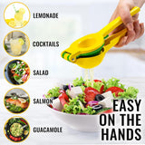 Espremedor de limão manual 2 em 1 - Espremedor de limão manual resistente e de extração máxima - Espremedor de limão extrai até a última gota - Espremedor de frutas cítricas manual fácil de limpar - Espremedor de limão fácil de usar - Amarelo/Verde 