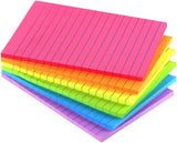 SISXSO Lined Sticky Notes 4X6 in Bright Ruled Post Stickies Colorful Super Sticking Power Memo Pads Its, 45 Sheets/pad, 6 Pads/Pack