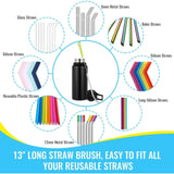 SISXSO Bottle Cleaning Brush Set - Long Handle Bottle Cleaner for Washing Narrow Neck Beer Bottles, Thermos S’Well Hydro Flask Contigo Sports Water Bottles with Straw Brush, Kettle Spout/Lid Cleaner Brushes