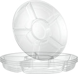 SISXSO 6 Sectional Round Plastic Serving Tray/Platters Clear Pack of 2
