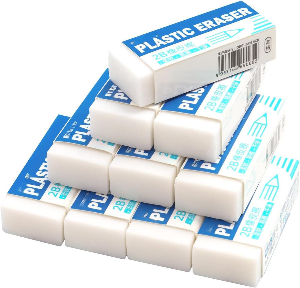 Pacote com 12 borrachas de lápis, borrachas de borracha pequenas, borrachas retangulares para lápis, escola, estudantes, escritório, desenho 