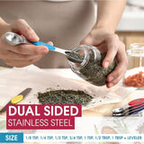 Conjunto de 8 colheres de medição magnéticas com ímãs N45 fortes, aço inoxidável resistente, cabe em potes de temperos de cozinha para assar e cozinhar, sem BPA, multicolorido 