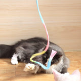 SISXSO 2 PCS Interactive Cat Rainbow Wand Toys, Interactive Cat Teaser Wand String, Colorful Ribbon Charmer for Cats and Kittens
