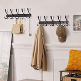 SISXSO Coat Rack Wall Mounted - 5 Tri Hooks, Heavy Duty, Stainless Steel, Metal Coat Hook Rail for Coat Hat Towel Purse Robes Mudroom Bathroom Entryway (Black, 2 Packs)