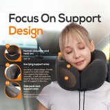 SISXSO Travel Pillow Pure Memory Foam Neck Pillow, Comfortable & Breathable Cover, Machine Washable, Airplane Travel Kit with 3D Contoured Eye Masks, Earplugs, and Luxury Bag, Standard (Black)