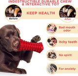 SISXSO Dog Toy, Squeaky, Indestructible, Tough, Durable Stick Chew Toy for Large Dogs, Puppies and Aggressive Chewers with Natural Rubber (Medium/Large Dog, Cube Red)