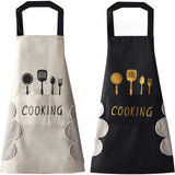 Avental de cozinha feminino com bolsos para lenços umedecidos, bolso grande, limpeza de mãos, à prova d'água para cozinhar e assar 