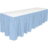 SISXSO Table Skirt, 29 in x 14 ft - Plastic Tableskirt, Disposable, Reusable, Rectangular Tablecloth Skirt (1 Pack)