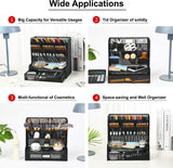 Organizador de mesa de malha/escrivaninha, porta-canetas multifuncional, suporte de armazenamento para material de arte escolar, doméstico e de escritório (porta-canetas de malha preta com gaveta) 