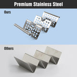 SISXSO 4 Pack Stainless Steel Taco Holders, Premium Taco Stands, Holds 2 Or 3 Tacos Each Taco Tray, Taco Rack With Easy-Access Handle, Food Grade Taco Plate Shells Oven & Grill Safe, BPA Free(Hollow)