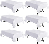 SISXSO 2 Pack White Tablecloth 60 x 102 Inch, Rectangle 6 Feet Table Cloth - Stain and Wrinkle Resistant Washable Polyester Table Cover for Dining Tables, Buffet Parties and Camping