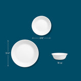 SISXSO 18-Piece Service for 6 Dinnerware Set Triple Layer Glass and Chip Resistant, Lightweight Round Plates and Bowls Set, Winter Frost White