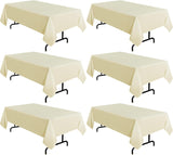 SISXSO 2 Pack White Tablecloth 60 x 102 Inch, Rectangle 6 Feet Table Cloth - Stain and Wrinkle Resistant Washable Polyester Table Cover for Dining Tables, Buffet Parties and Camping