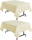 SISXSO 2 Pack White Tablecloth 60 x 102 Inch, Rectangle 6 Feet Table Cloth - Stain and Wrinkle Resistant Washable Polyester Table Cover for Dining Tables, Buffet Parties and Camping