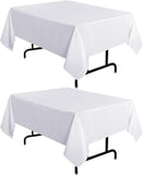 SISXSO 2 Pack White Tablecloth 60 x 102 Inch, Rectangle 6 Feet Table Cloth - Stain and Wrinkle Resistant Washable Polyester Table Cover for Dining Tables, Buffet Parties and Camping