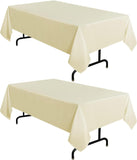 SISXSO 2 Pack White Tablecloth 60 x 102 Inch, Rectangle 6 Feet Table Cloth - Stain and Wrinkle Resistant Washable Polyester Table Cover for Dining Tables, Buffet Parties and Camping