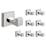 SISXSO NearMoon Bath Towel Hooks -SUS304 Stainless Steel Square Clothes Robe Hooks Hanger, Heavy Duty Coat Hooks for Bathroom Livingroom Hotel Kitchen Garage, Wall Mounted (3 Pack, Brushed Nickel)