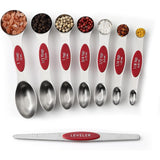 Conjunto de 8 colheres de medição magnéticas com ímãs N45 fortes, aço inoxidável resistente, cabe em potes de temperos de cozinha para assar e cozinhar, sem BPA, multicolorido 