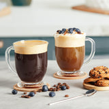 Conjunto de 4 canecas de café de vidro, caneca de café grande transparente de 15 oz com alças para bebidas quentes, canecas transparentes para chá, cappuccino, latte, café expresso, suco, xícaras de café de vidro