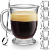Conjunto de 4 canecas de café de vidro, caneca de café grande transparente de 15 oz com alças para bebidas quentes, canecas transparentes para chá, cappuccino, latte, café expresso, suco, xícaras de café de vidro