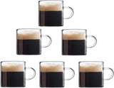 SISXSO Espresso Cups Set of 6 (Buy 4, get 2 Free), 4 oz Glass Espresso Coffee Cups, Small Espresso Mugs With Handle For Hot or Cold Latte, Tea, Gift for Espresso Lovers, Microwave Dishwasher Safe