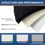Tapete de banho de luxo em chenille, tapete de banheiro felpudo extramacio e absorvente, lavável à máquina, tapete de pelúcia antiderrapante para banheira, chuveiro e banheiro (24'' x 16'', preto) 