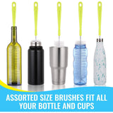 SISXSO Bottle Cleaning Brush Set - Long Handle Bottle Cleaner for Washing Narrow Neck Beer Bottles, Thermos S’Well Hydro Flask Contigo Sports Water Bottles with Straw Brush, Kettle Spout/Lid Cleaner Brushes