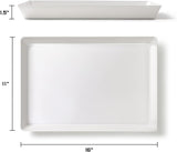 Pacote com 4 bandejas grandes brancas de 16" x 11" - Bandejas de plástico reutilizáveis ​​para biscoitos, aperitivos, charcutaria, lanches, sobremesas, exposição de alimentos para festas - Bandeja de bancada de cozinha empilhável, sem BPA 