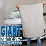 SISXSO Weave Gray Matter 70/30 Blend Microfiber Drying Towel with Silk Edging, 25" x 36"