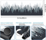 Mouse Pad para jogos com padrão de fundo de floresta XXL XL, grande, tapete de mouse longo e estendido, almofada de mesa antiderrapante, borracha, bordas costuradas, almofada fina (31,5 x 11,8 x 0,12 polegadas) - árvore 
