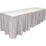 SISXSO Table Skirt, 29 in x 14 ft - Plastic Tableskirt, Disposable, Reusable, Rectangular Tablecloth Skirt (1 Pack)