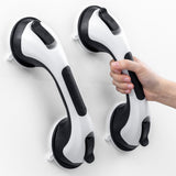 SISXSO Grab Bars for Bathtubs and Showers 2 Pack Suction Grab Bar, Heavy Duty 12 Inch Shower Handle Removable Bath Handrails for Seniors and Elderly, Bathroom Safety Grip No Drilling Waterproof Grey